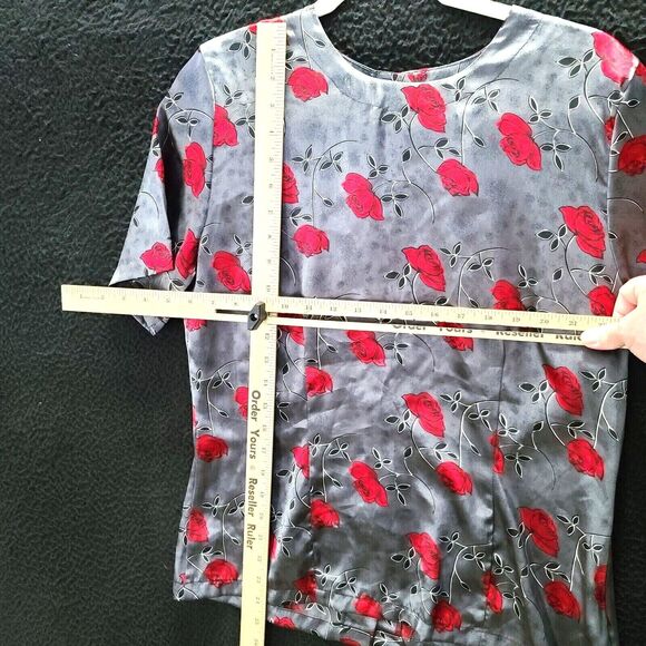 Christie & Jill Womens Button Up Multi-Color Size 10 100% Polyester Short Sleeve - Picture 4 of 12